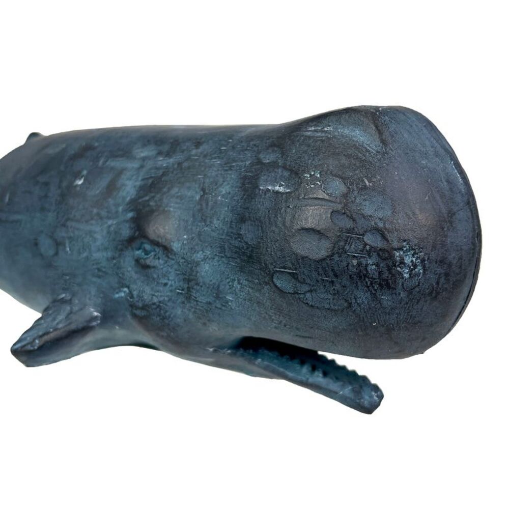 Sperm Whale Statue 15in Hand-Painted Resin Ocean Marine Decor Coastal Sculpture - Picture 3 of 9